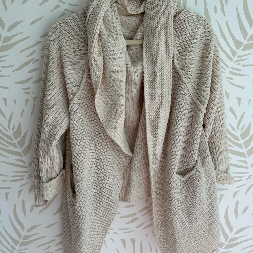 Free People Oversized Cozy Cream Knit Sweater